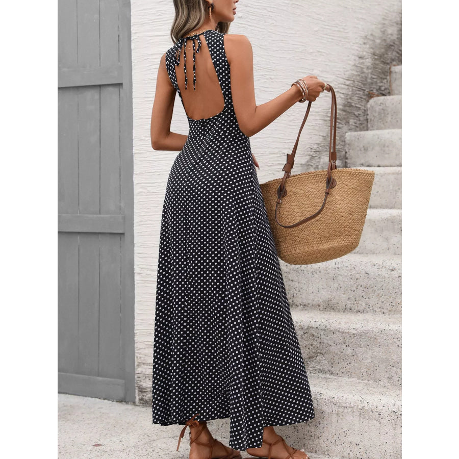 Sleeveless Polka Dot Maxi Dress Apparel and Accessories