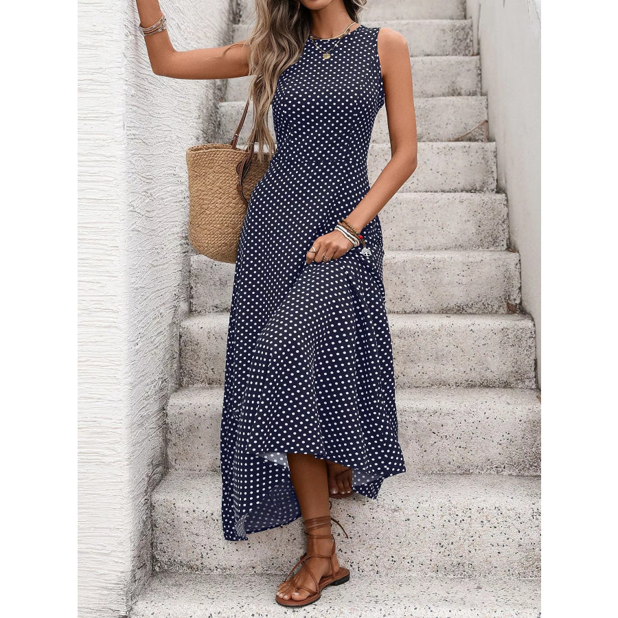 Sleeveless Polka Dot Maxi Dress Apparel and Accessories