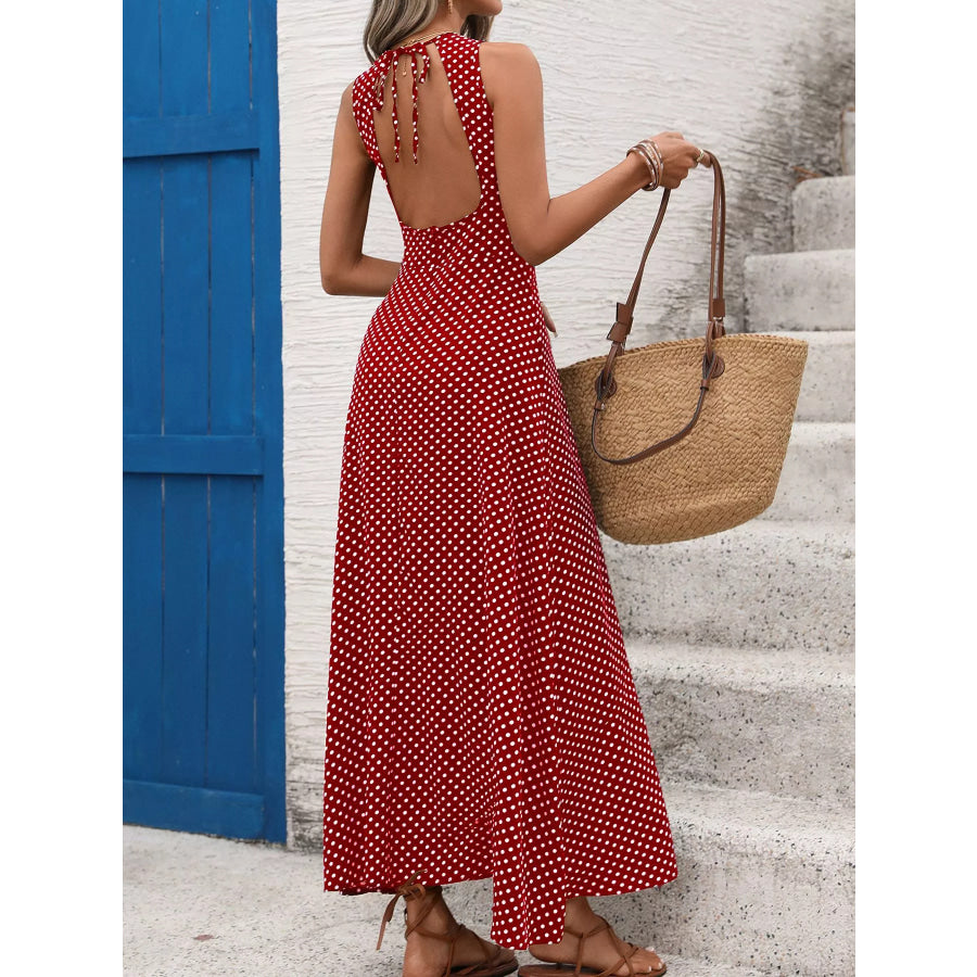 Sleeveless Polka Dot Maxi Dress Apparel and Accessories