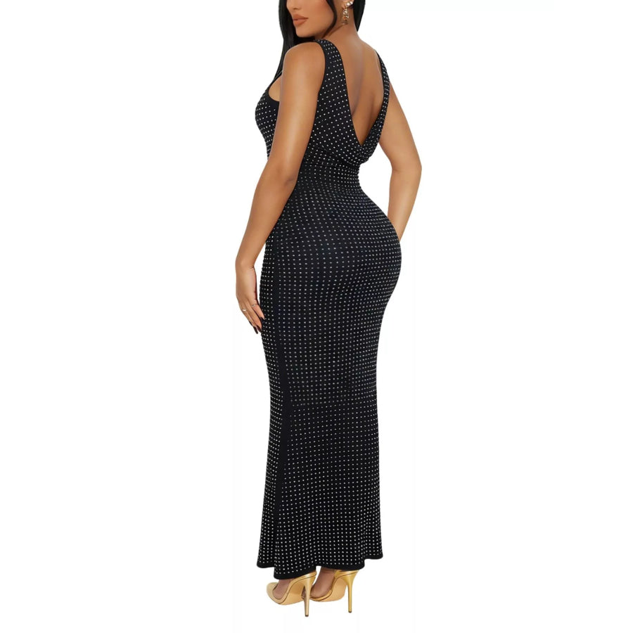Sleeveless Rhinestone Embellished Bodycon Maxi Dress Apparel and Accessories