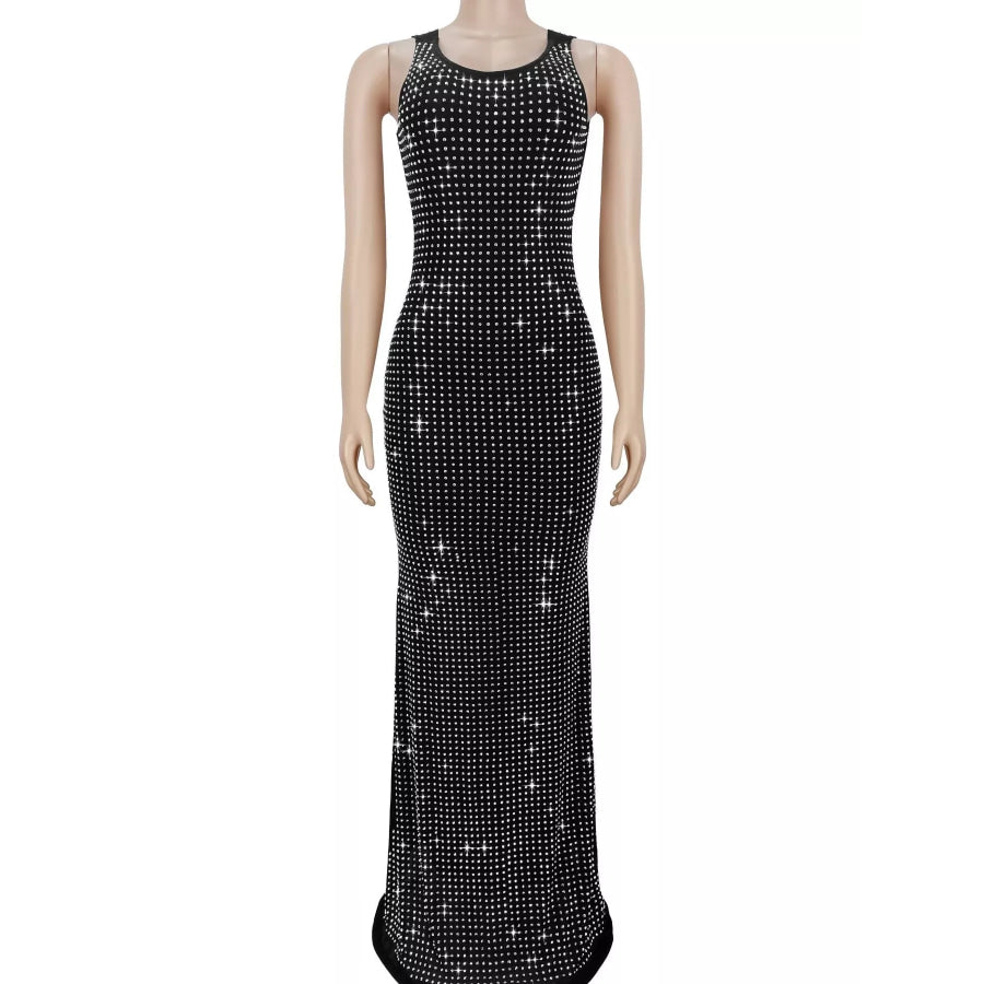 Sleeveless Rhinestone Embellished Bodycon Maxi Dress Apparel and Accessories
