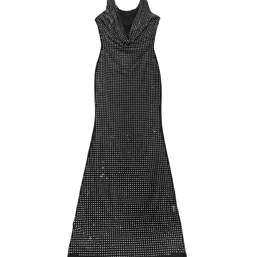 Sleeveless Rhinestone Embellished Bodycon Maxi Dress Apparel and Accessories