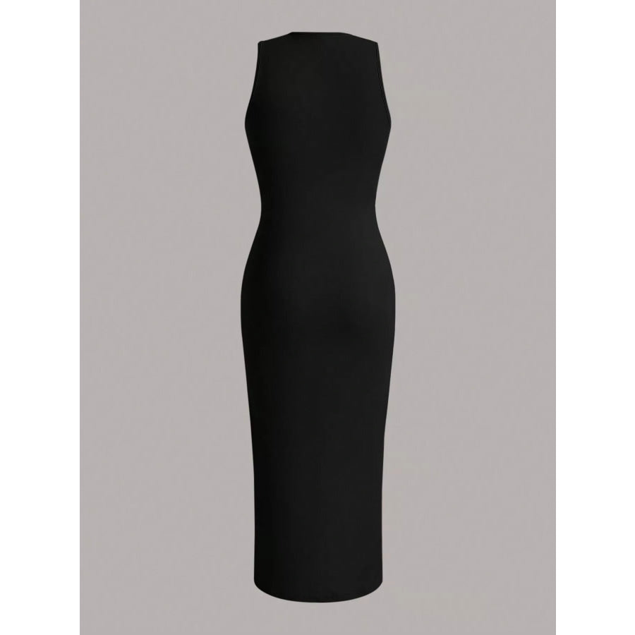 Sleeveless Round Neck Midi Dress Apparel and Accessories