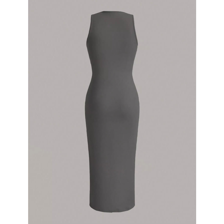Sleeveless Round Neck Midi Dress Apparel and Accessories