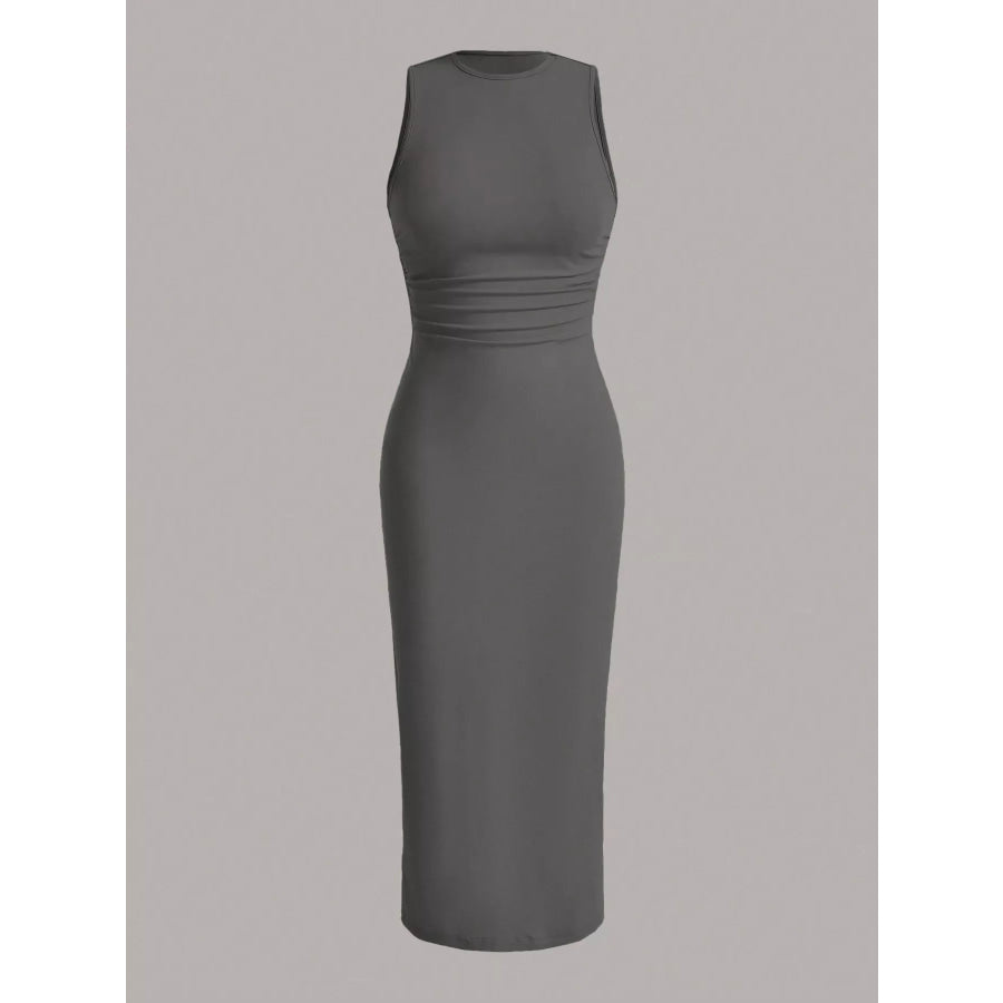 Sleeveless Round Neck Midi Dress Apparel and Accessories