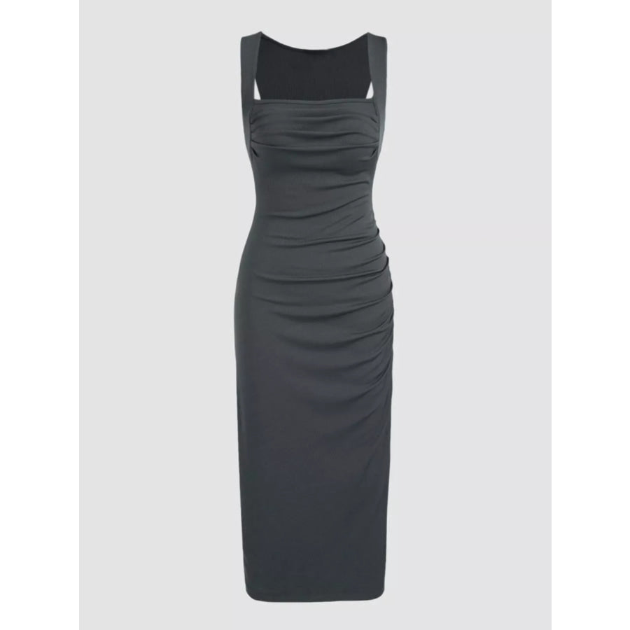 Sleeveless Ruched Bodycon Midi Dress Apparel and Accessories