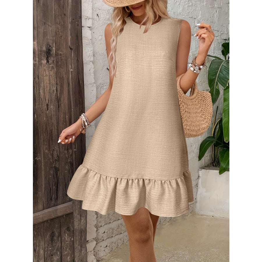 Sleeveless Ruffle Hem Mini Dress Apparel and Accessories