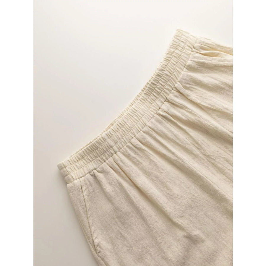 Sleeveless Ruffle Hem Top and Wide Leg Pants Two-Piece Set Apparel and Accessories