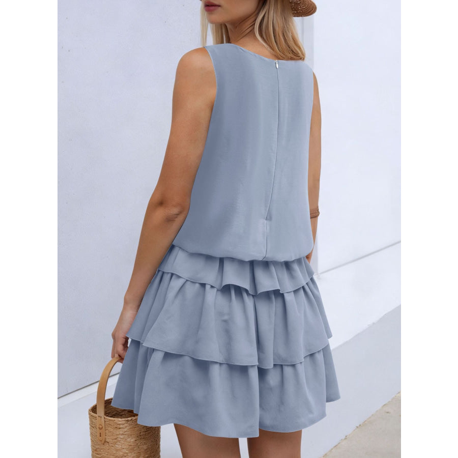 Sleeveless Ruffle Layered Mini Dress Apparel and Accessories