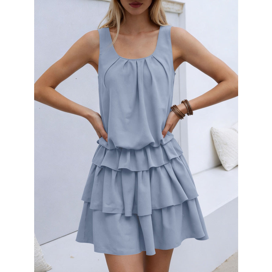 Sleeveless Ruffle Layered Mini Dress Apparel and Accessories
