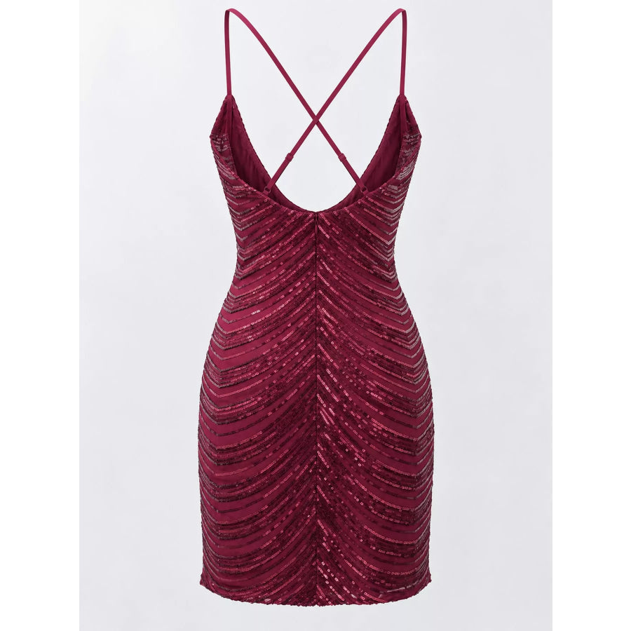 Sleeveless Sequin Embellished Bodycon Mini Cami Dress Apparel and Accessories