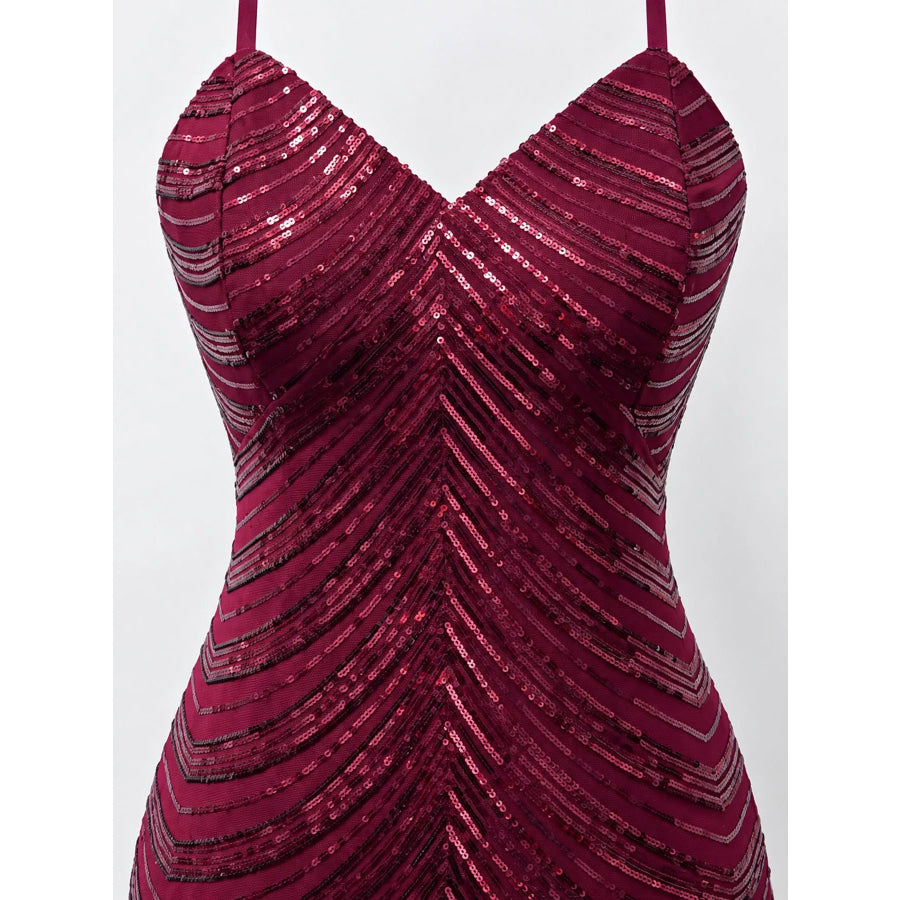 Sleeveless Sequin Embellished Bodycon Mini Cami Dress Apparel and Accessories