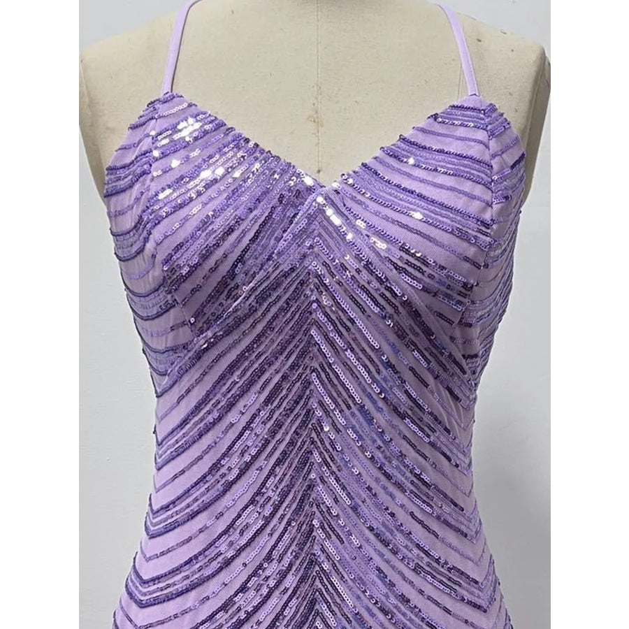 Sleeveless Sequin Embellished Bodycon Mini Cami Dress Apparel and Accessories