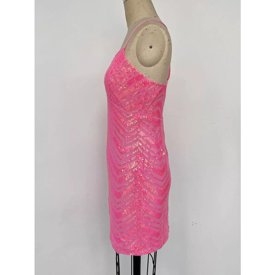 Sleeveless Sequin Embellished Bodycon Mini Cami Dress Apparel and Accessories