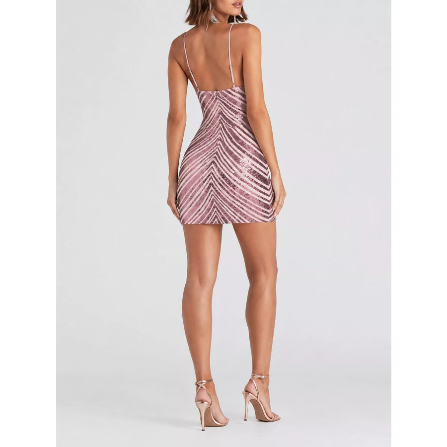 Sleeveless Sequin Embellished Bodycon Mini Cami Dress Apparel and Accessories