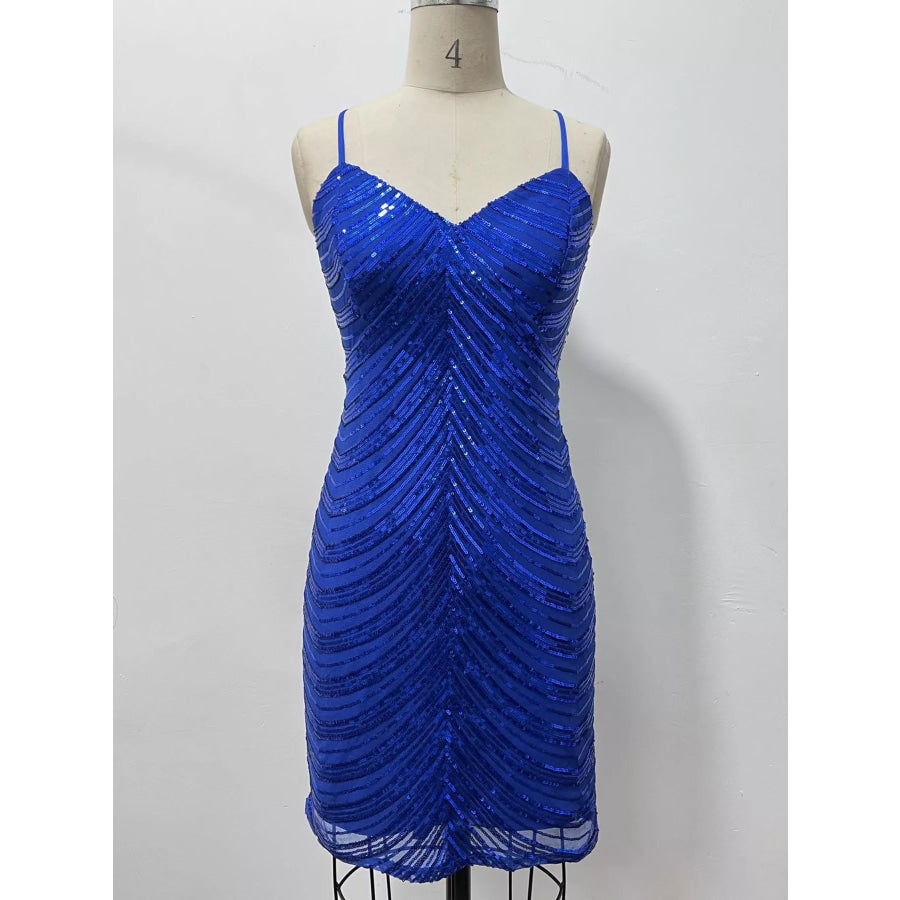 Sleeveless Sequin Embellished Bodycon Mini Cami Dress Apparel and Accessories