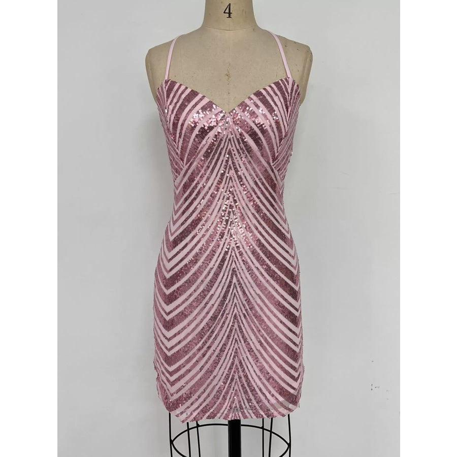 Sleeveless Sequin Embellished Bodycon Mini Cami Dress Apparel and Accessories
