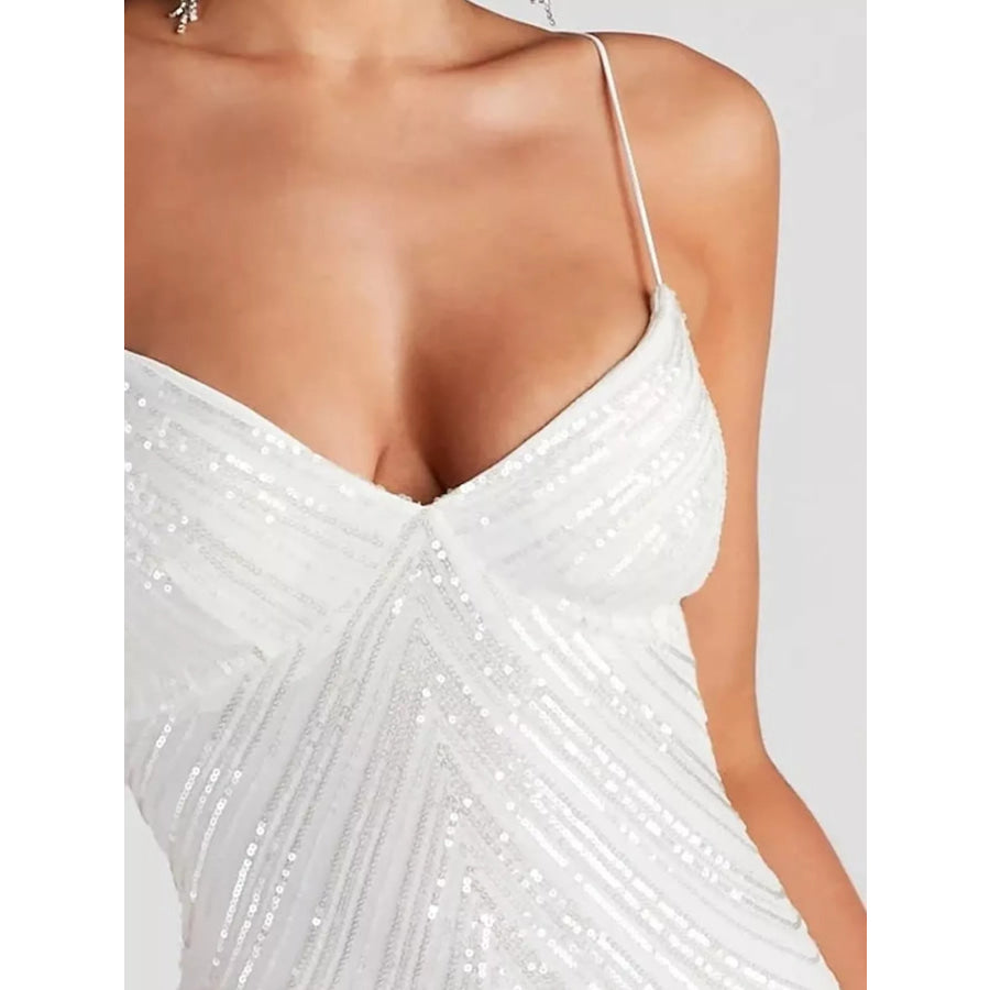 Sleeveless Sequin Embellished Bodycon Mini Cami Dress Apparel and Accessories