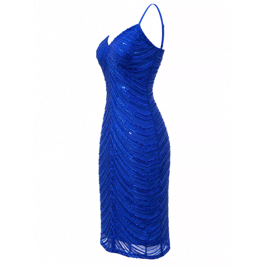 Sleeveless Sequin Embellished Bodycon Mini Cami Dress Apparel and Accessories