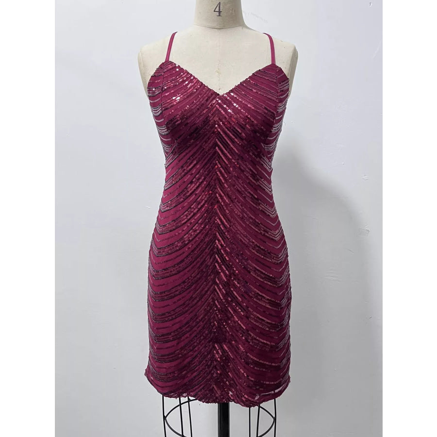 Sleeveless Sequin Embellished Bodycon Mini Cami Dress Apparel and Accessories