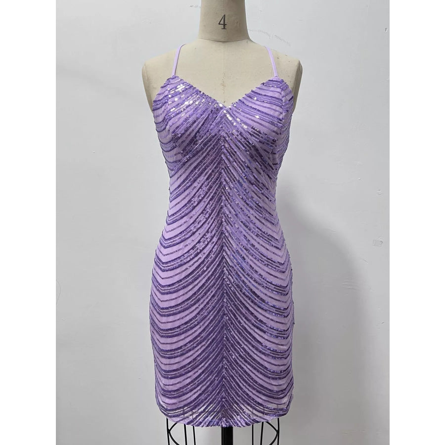 Sleeveless Sequin Embellished Bodycon Mini Cami Dress Purple / XS Apparel and Accessories
