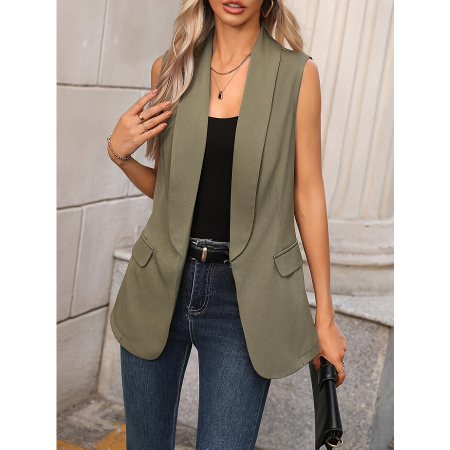 Sleeveless Shawl Collar Vest Coat Apparel and Accessories