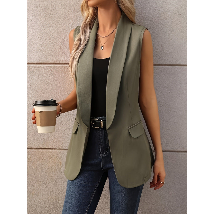 Sleeveless Shawl Collar Vest Coat Apparel and Accessories