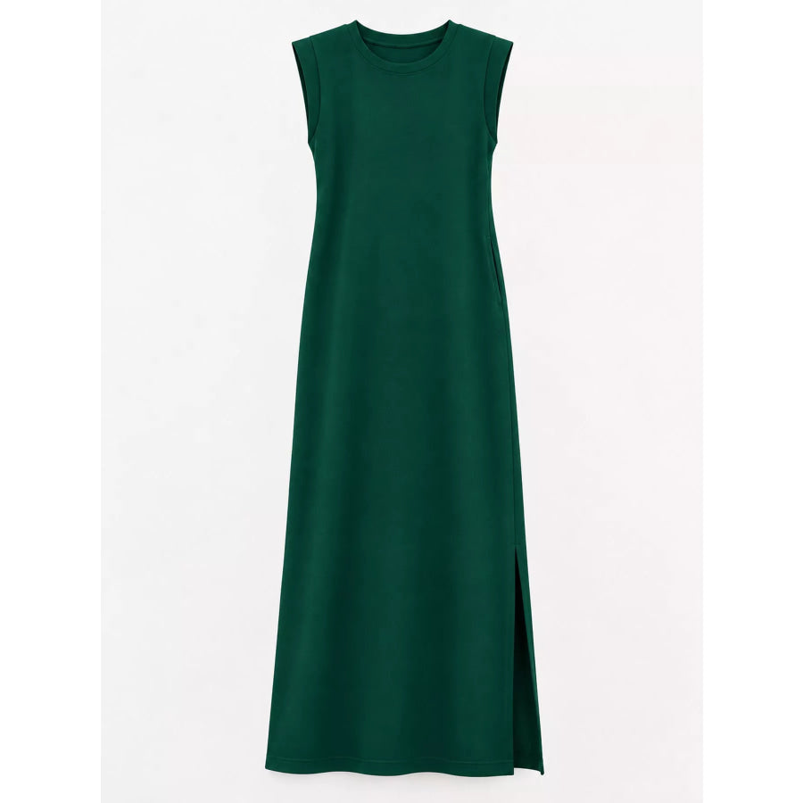 Sleeveless Side-Slit Casual Maxi Dress with Pockets Apparel and Accessories