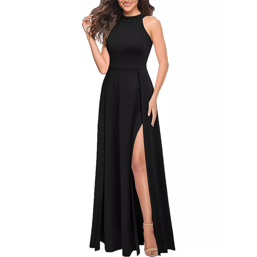 Sleeveless Slit Maxi Dress Black / S Apparel and Accessories