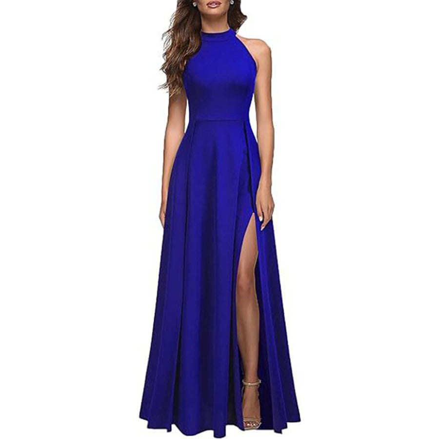 Sleeveless Slit Maxi Dress Royal Blue / S Apparel and Accessories