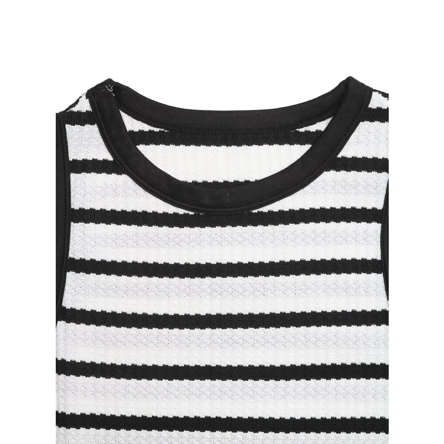Sleeveless Striped Bodycon Midi Dress Apparel and Accessories
