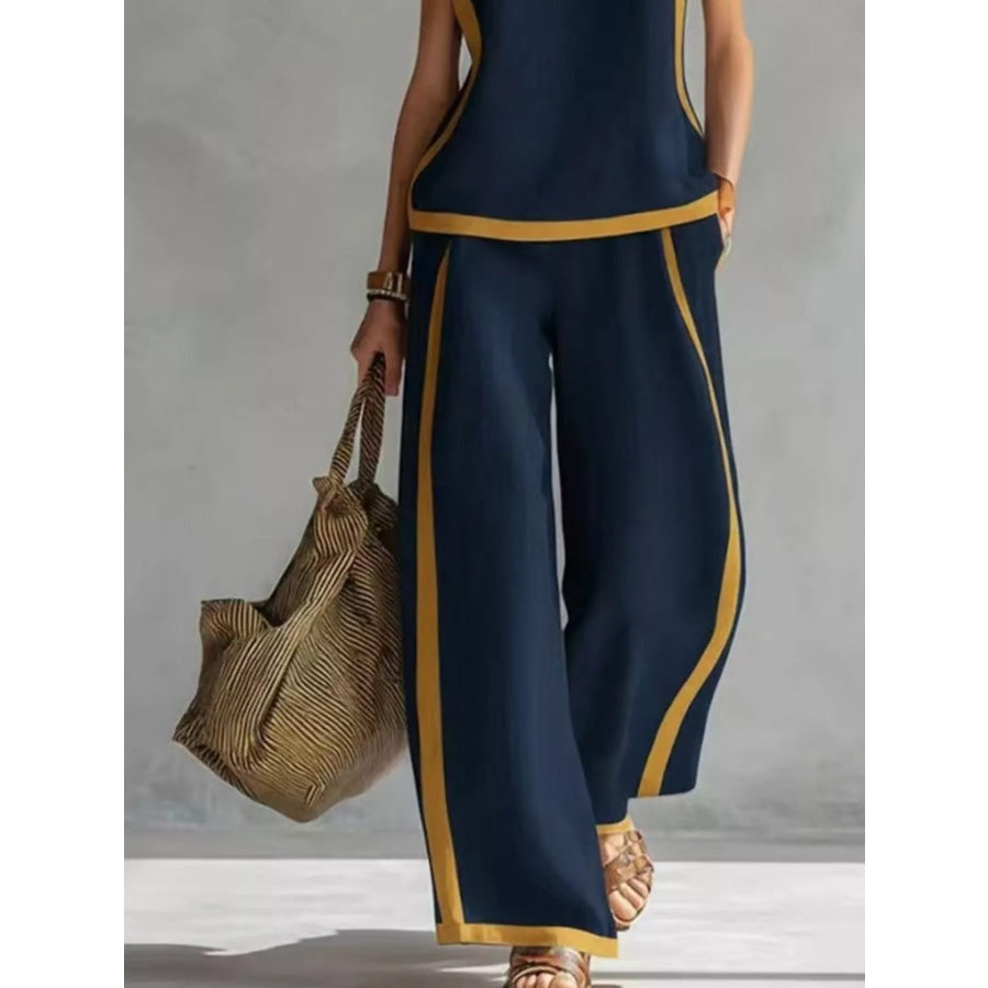 Sleeveless Tank Top and Wide-Leg Pants Set Apparel and Accessories