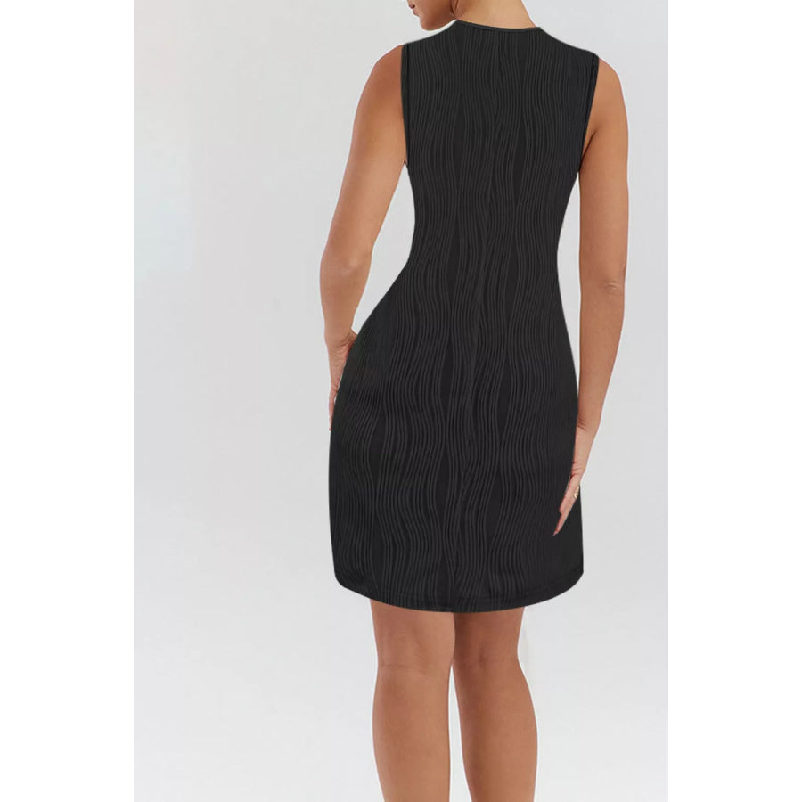 Sleeveless Textured Casual Mini Dress Apparel and Accessories