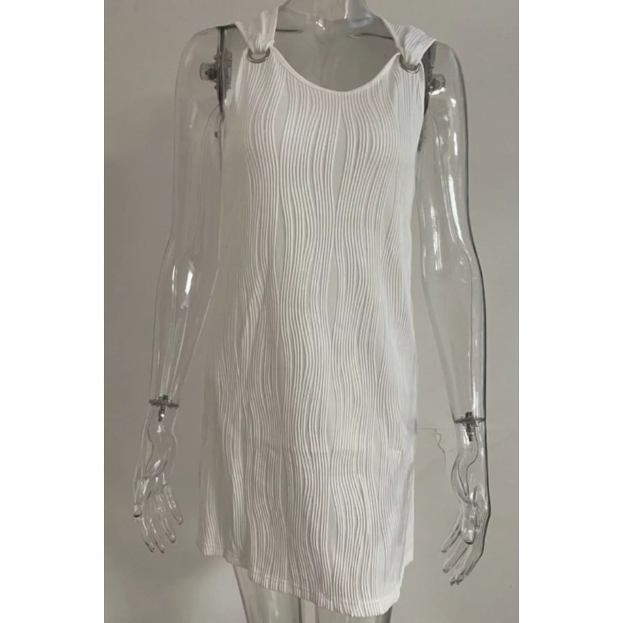 Sleeveless Textured Casual Mini Dress Apparel and Accessories