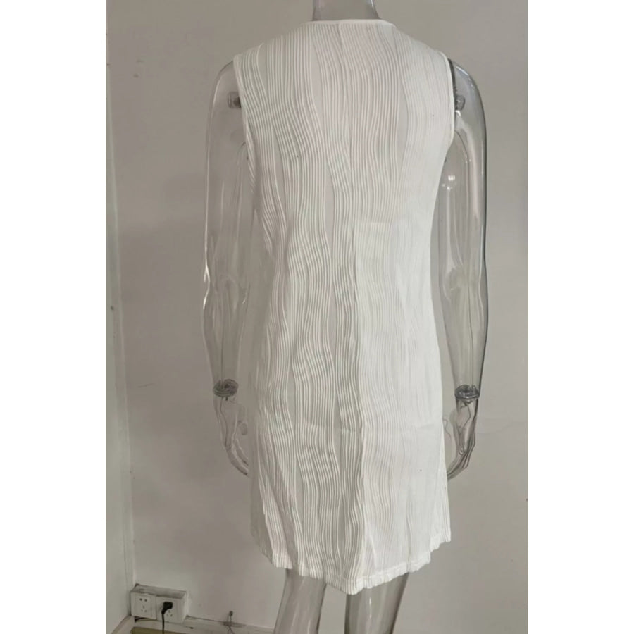 Sleeveless Textured Casual Mini Dress Apparel and Accessories