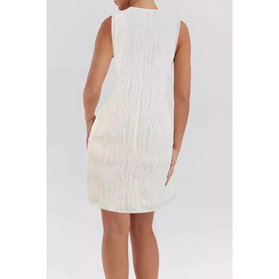 Sleeveless Textured Casual Mini Dress Apparel and Accessories
