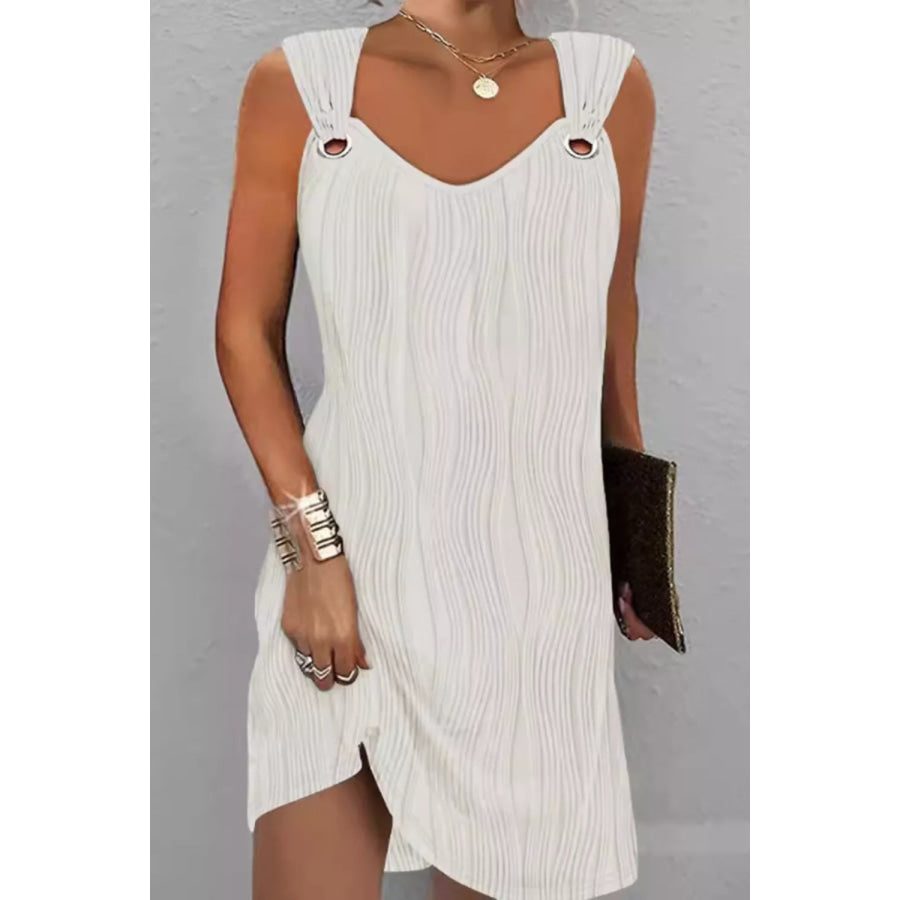 Sleeveless Textured Casual Mini Dress White / S Apparel and Accessories
