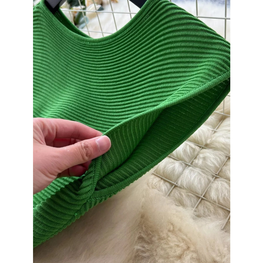 Sleeveless Textured Knit Dress Green / One Size Apparel and Accessories