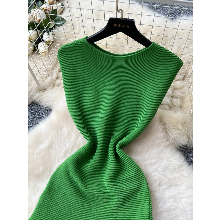 Sleeveless Textured Knit Dress Green / One Size Apparel and Accessories
