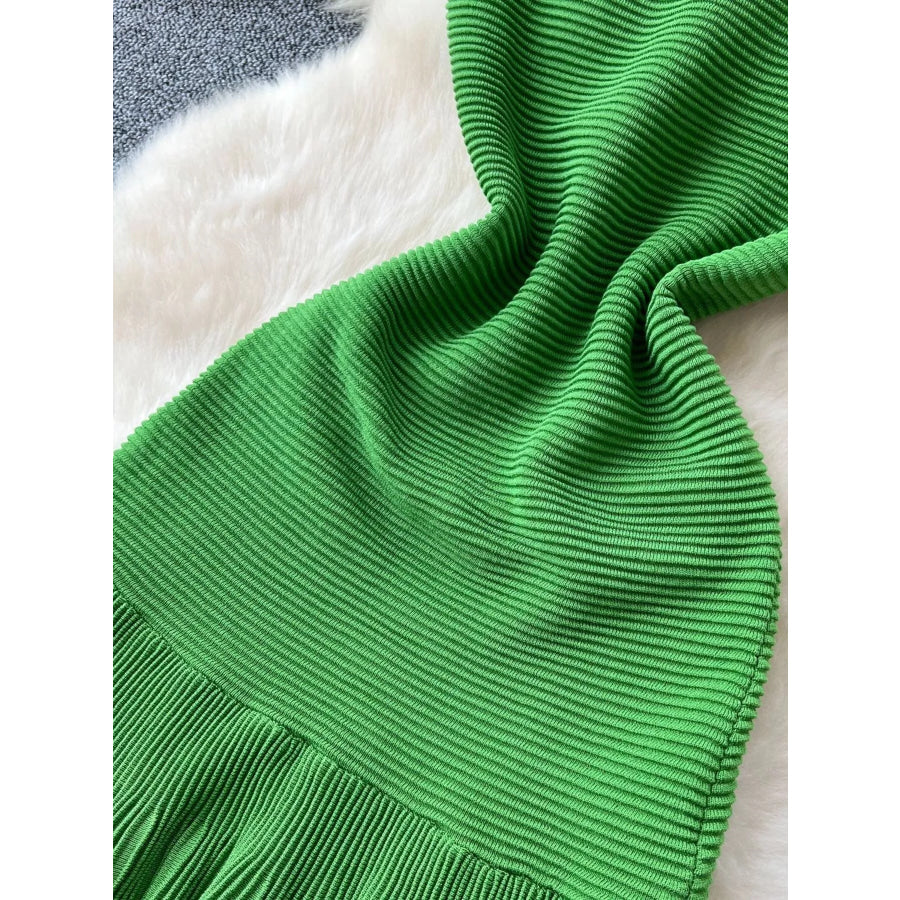 Sleeveless Textured Knit Dress Green / One Size Apparel and Accessories