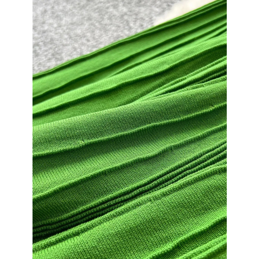Sleeveless Textured Knit Dress Green / One Size Apparel and Accessories