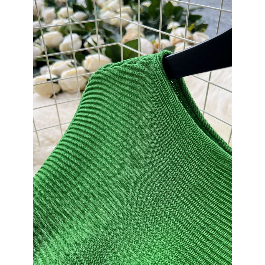 Sleeveless Textured Knit Dress Green / One Size Apparel and Accessories
