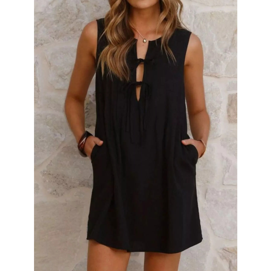 Sleeveless Tie-Front Mini Dress Apparel and Accessories