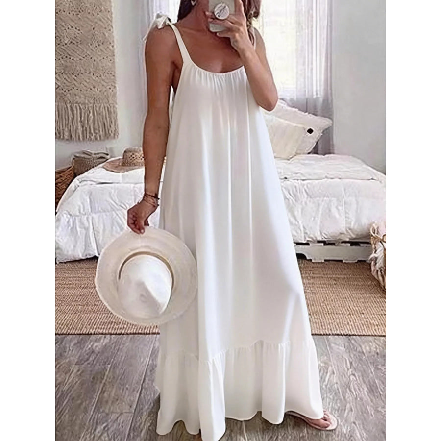 Sleeveless Tie Strap Flowy Maxi Dress White / S Apparel and Accessories