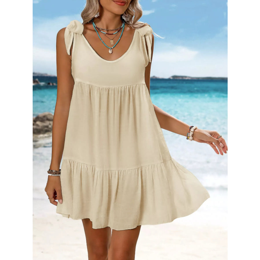 Sleeveless Tie Strap Flowy Mini Dress Apparel and Accessories