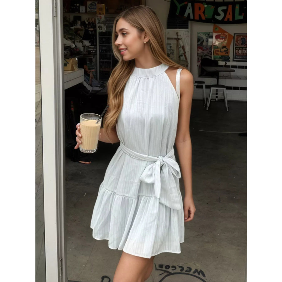 Sleeveless Tie Waist Mini Dress Apparel and Accessories