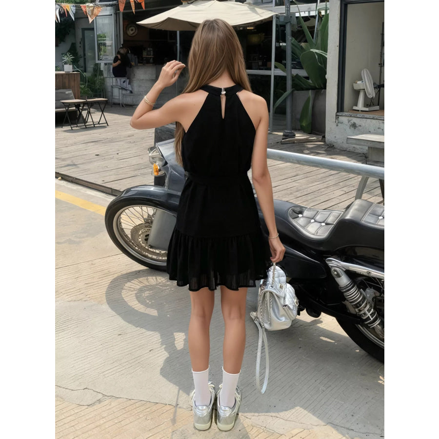 Sleeveless Tie Waist Mini Dress Apparel and Accessories