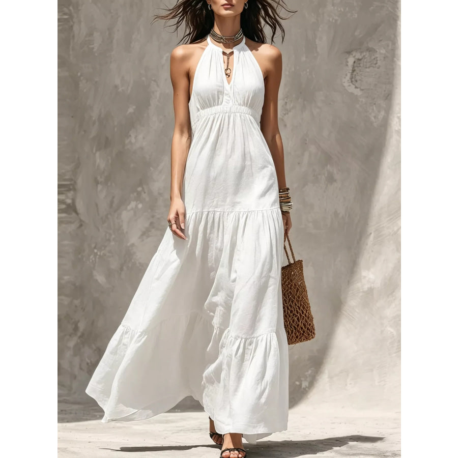 Sleeveless Tiered Maxi Dress White / S Apparel and Accessories
