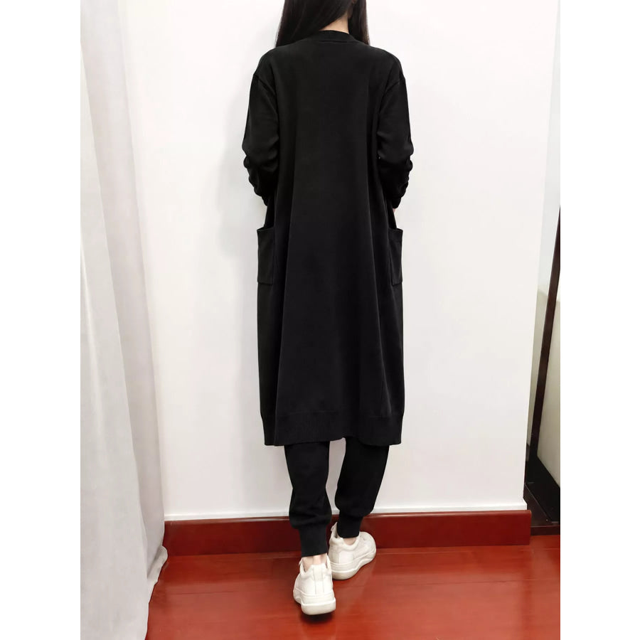 Sleeveless Top and Drawstring Joggers Sweater Set with Long Cardigan Apparel Accessories