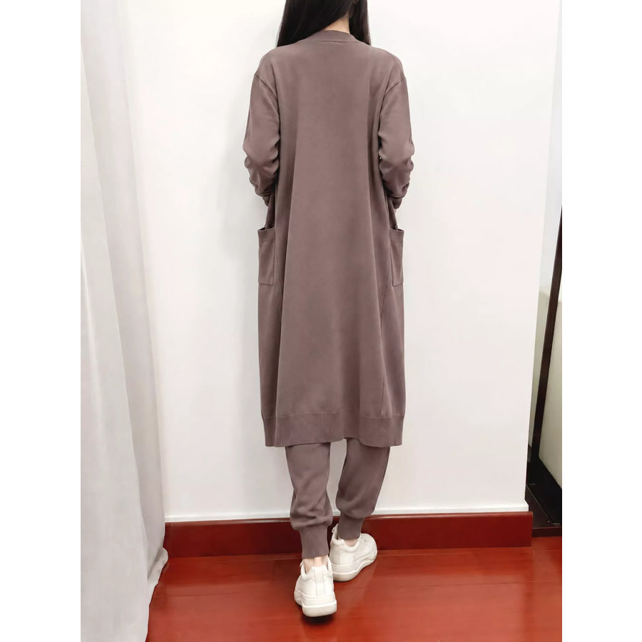Sleeveless Top and Drawstring Joggers Sweater Set with Long Cardigan Apparel Accessories